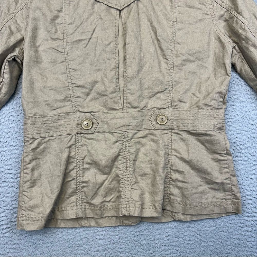 Eddie Bauer Shirt Jacket Womens Medium Beige Linen Blend Chore Field Outdoor‎ - Picture 7 of 12
